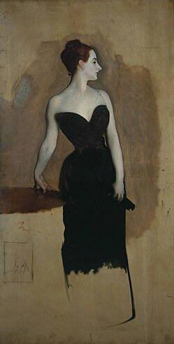 A painted study of Madame X, with loose brushwork and an unfinished lower dress.